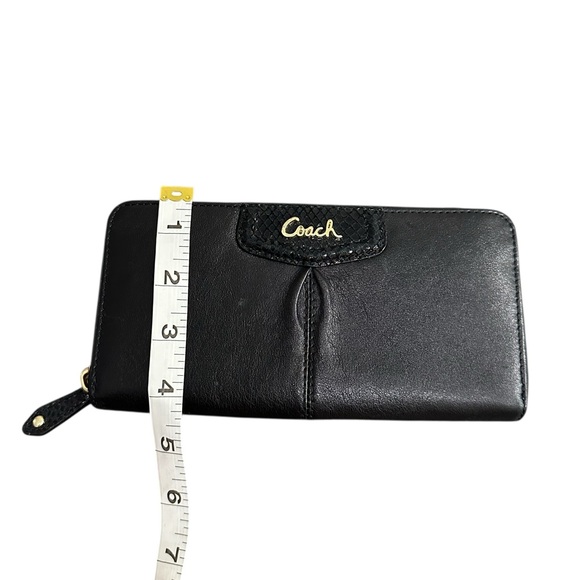 Coach Black Accordion Wallet With Gold Tone Coach Symbol - Picture 12 of 16